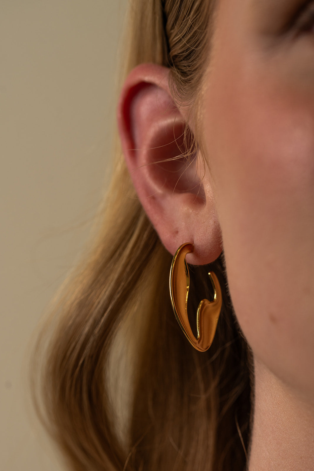 Chunky Gold Abstract Wave Hoops