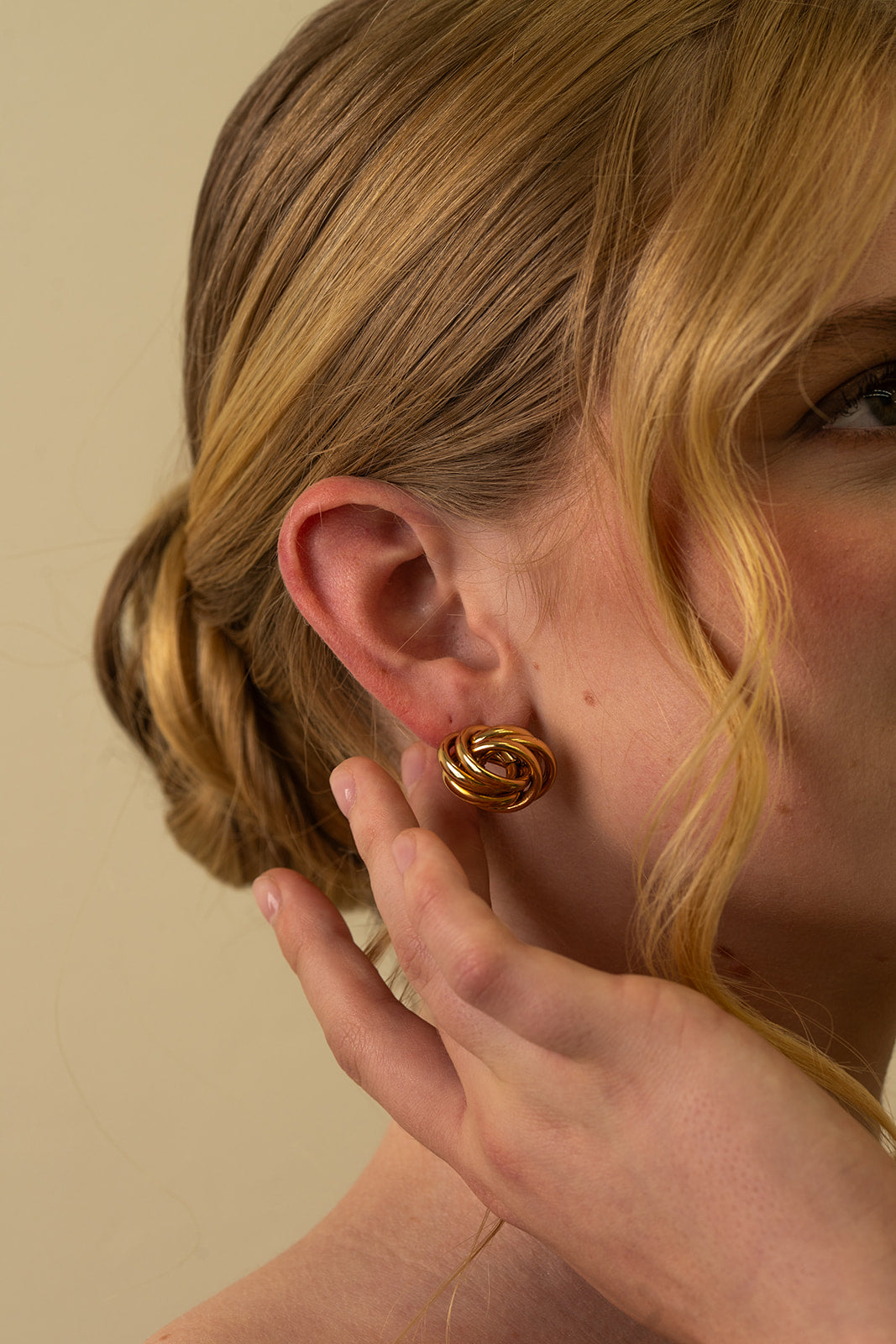 Oversized Gold Knot Stud Earrings