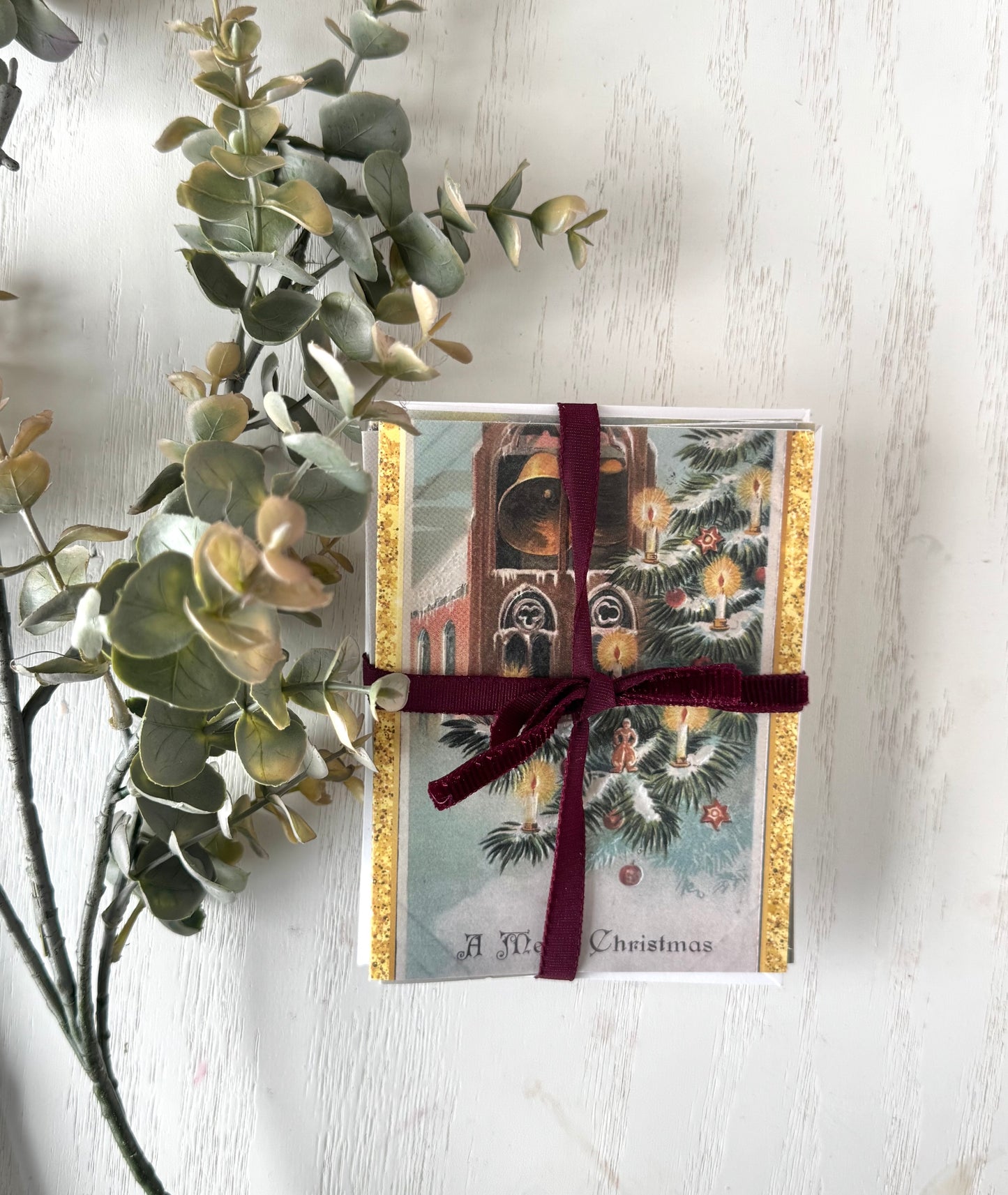 Snowy Candles Vintage Christmas Card - Holiday Cards, New Years, Vintage Prints, Greeting Cards