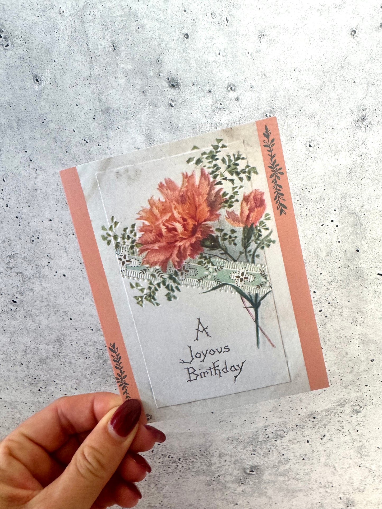 Orange Floral Vintage Birthday Card