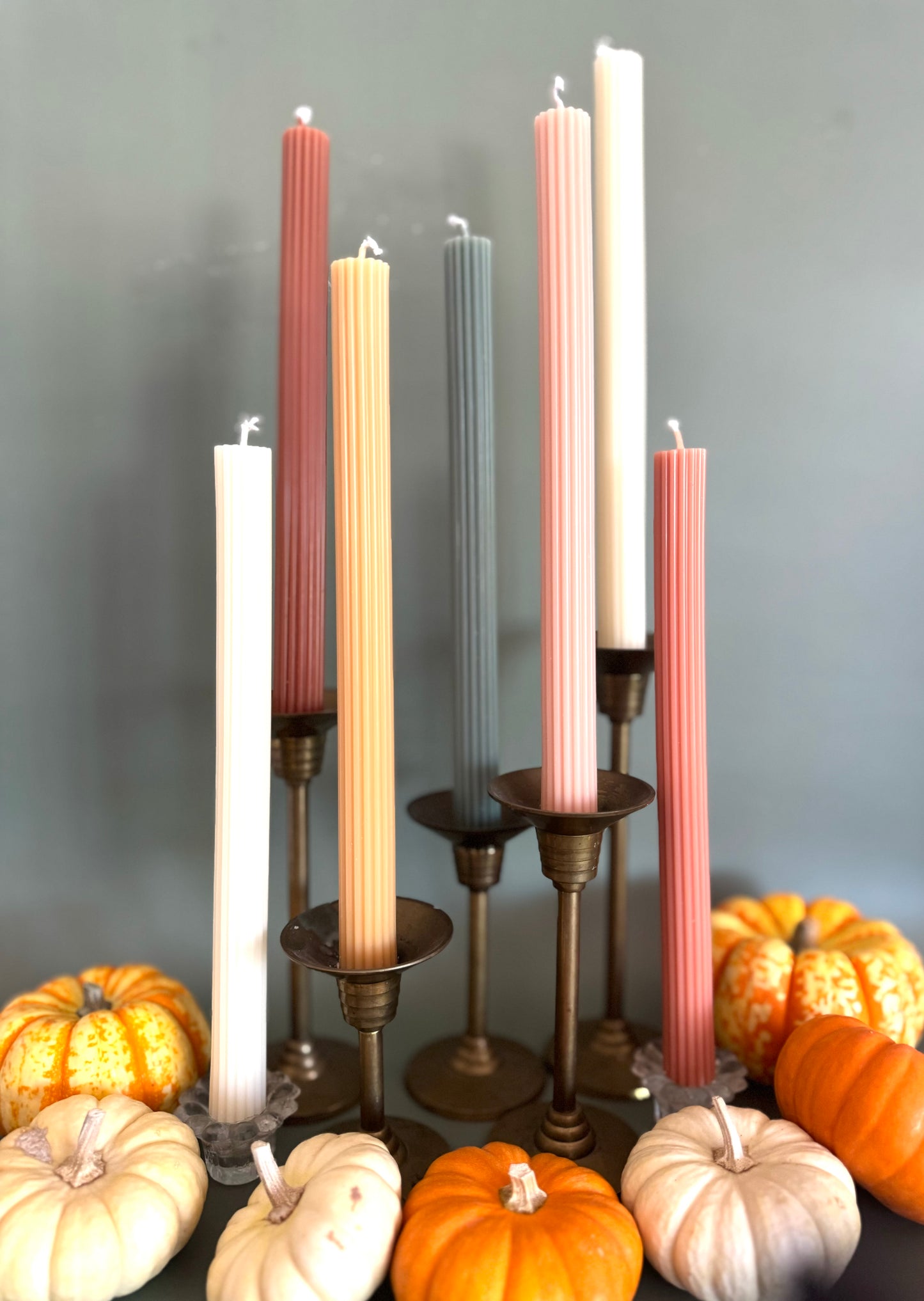 Fall color scheme lined taper candles, Candlesticks - Soy, beeswax Wax, Boho Home Decor, Shape Candle, wedding, holiday decor, ombre minimal