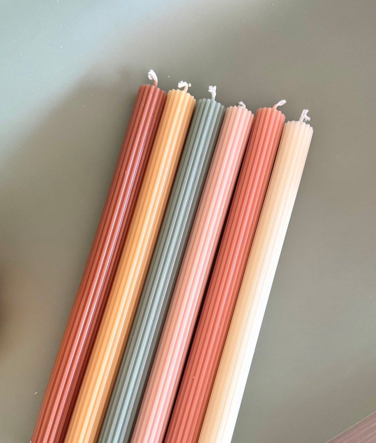 Fall color scheme lined taper candles, Candlesticks - Soy, beeswax Wax, Boho Home Decor, Shape Candle, wedding, holiday decor, ombre minimal