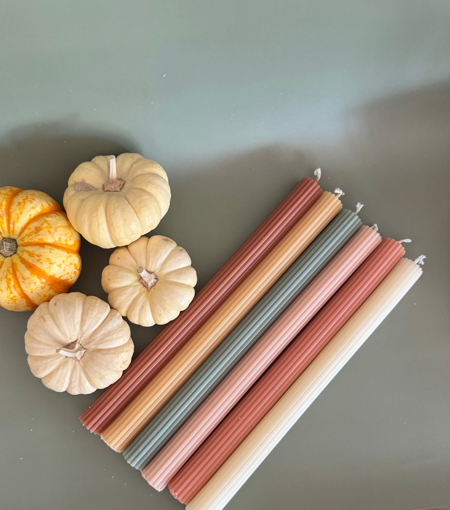 Fall color scheme lined taper candles, Candlesticks - Soy, beeswax Wax, Boho Home Decor, Shape Candle, wedding, holiday decor, ombre minimal