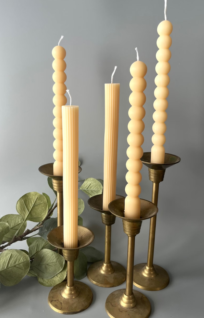 Bubble and Textured Lined Taper Candles, Candlesticks - Soy Wax Candle, Home Decor, boho decor, wedding, holiday decor