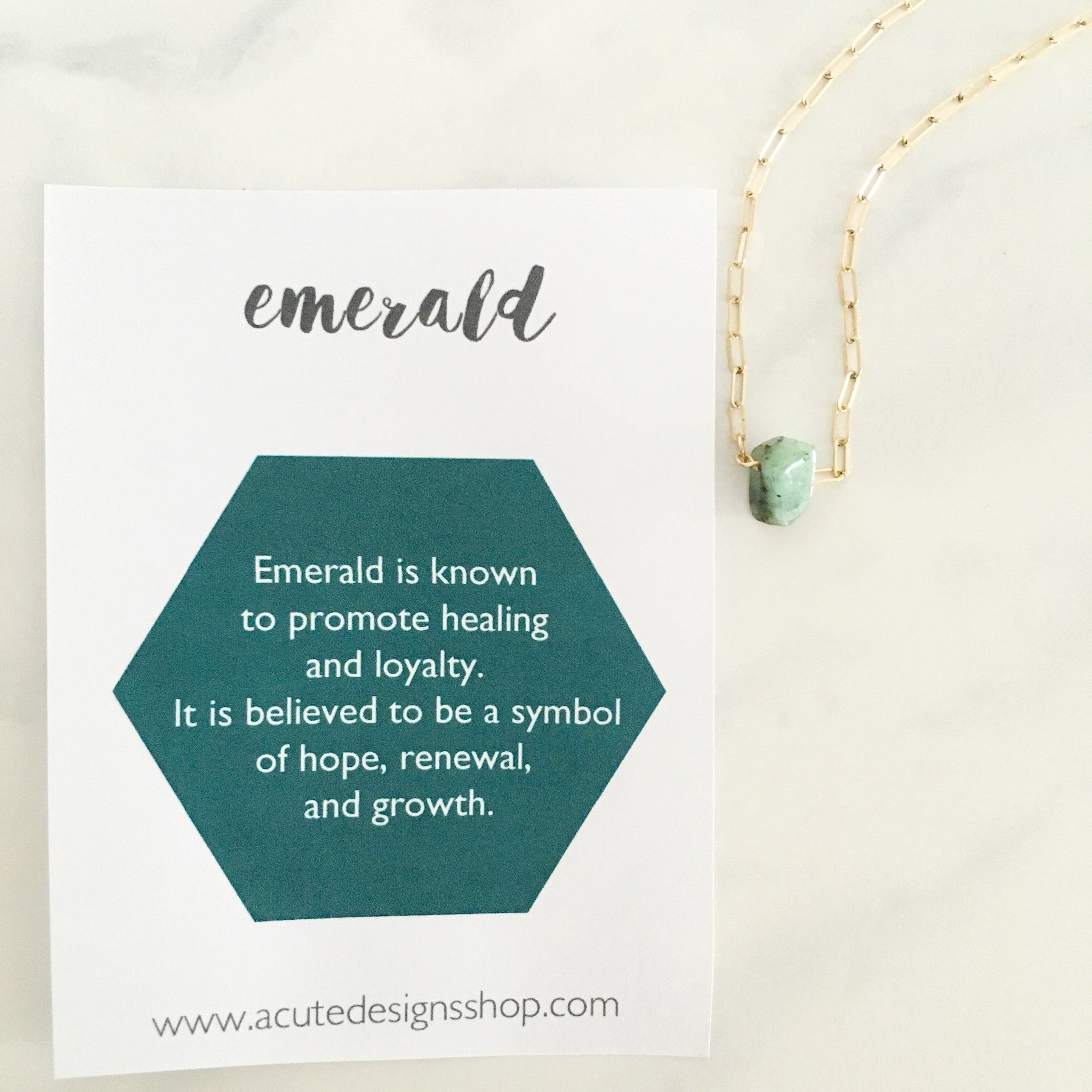 emerald healing crystal necklace