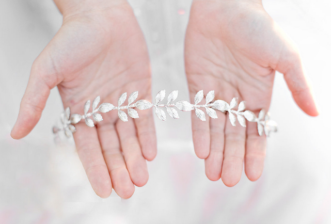 silver bridal headband crown