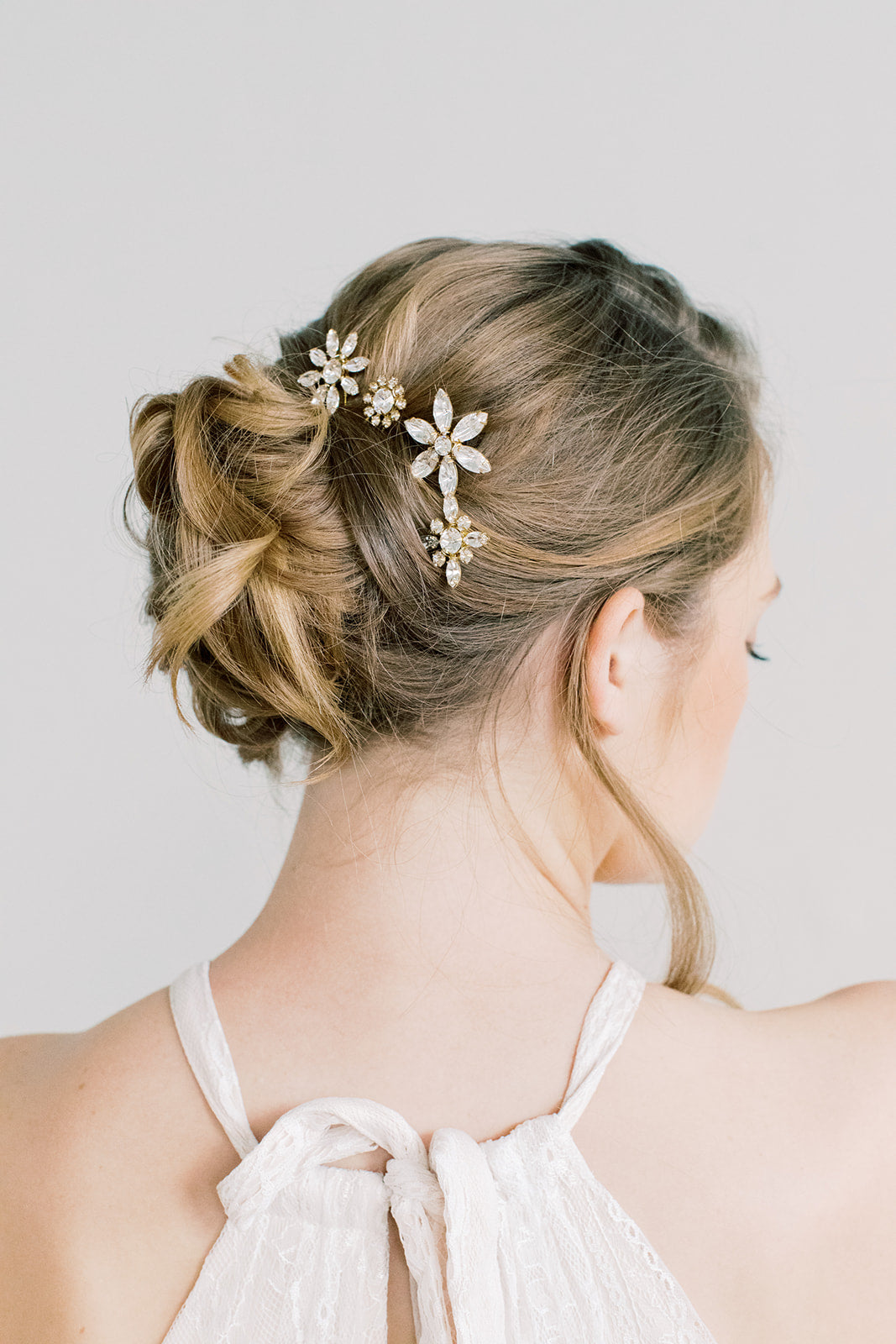 Sparkling Floral Swarovski Hairpins - Set of Four