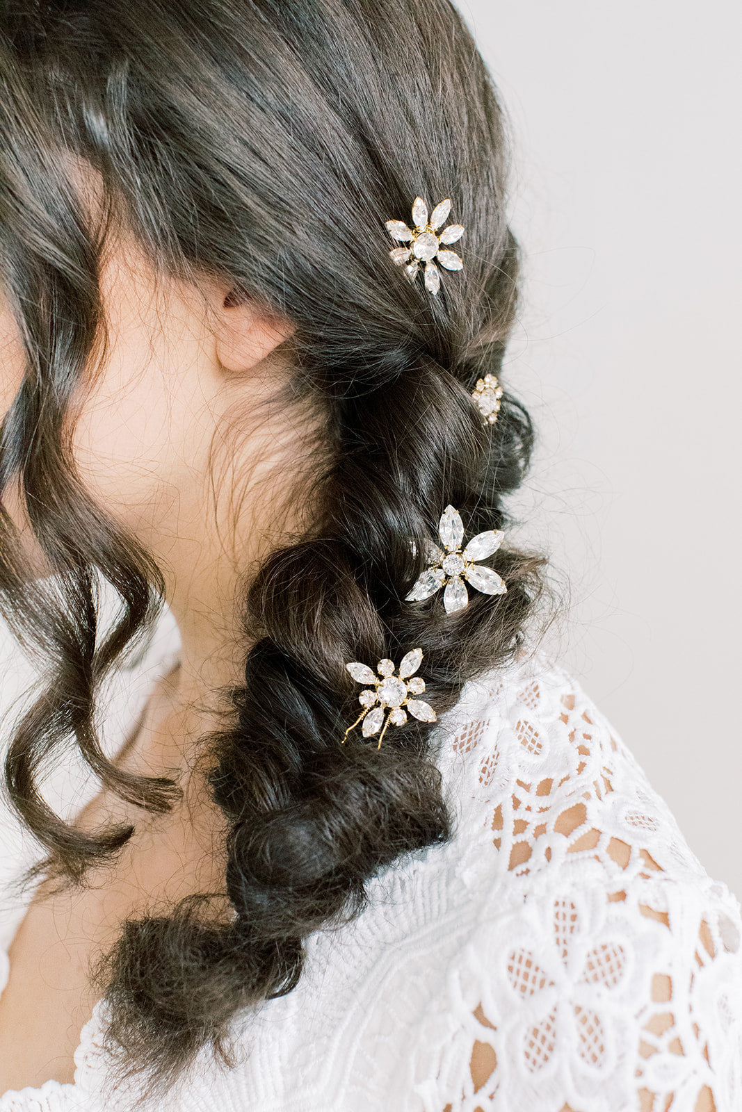Sparkling Floral Swarovski Hairpins - Set of Four