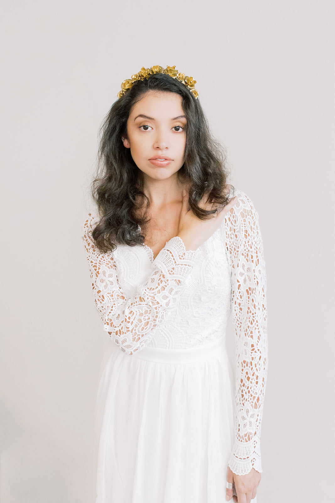 Rosebud Crown - Gold Flower Crown, Hairpiece, Bridal, Head Piece, Hair Accessories, tiara