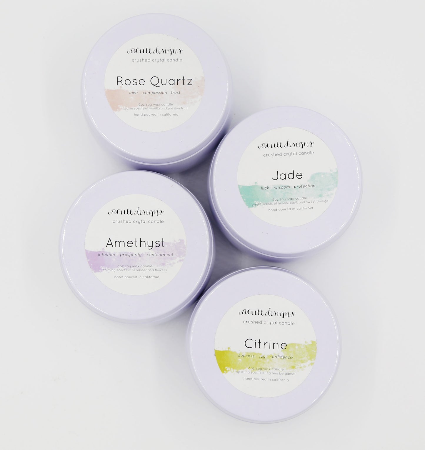 Crushed Crystal Candle - Amethyst, Rose Quartz, Citrine, Jade