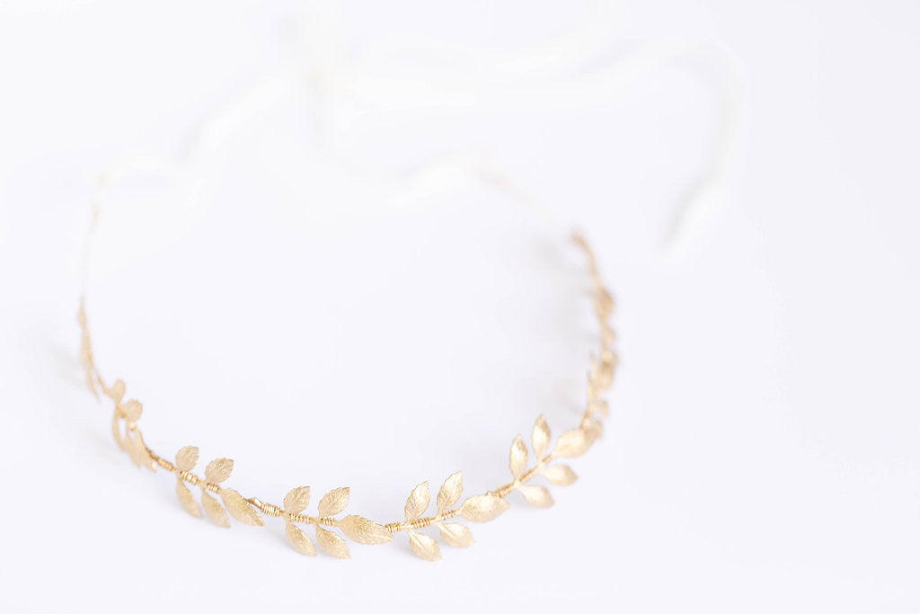 gold wedding leaf crown