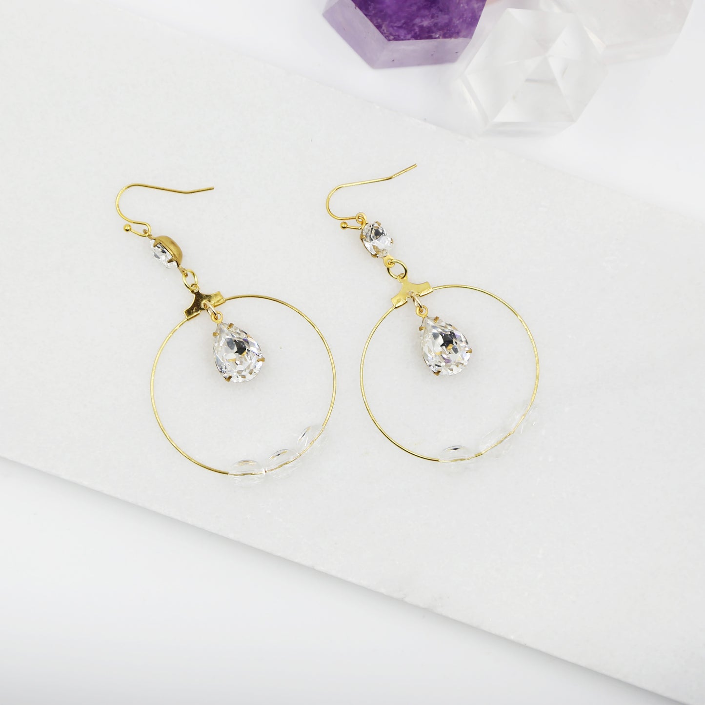 Deco Swarovski Crystal Drop Statement Earrings