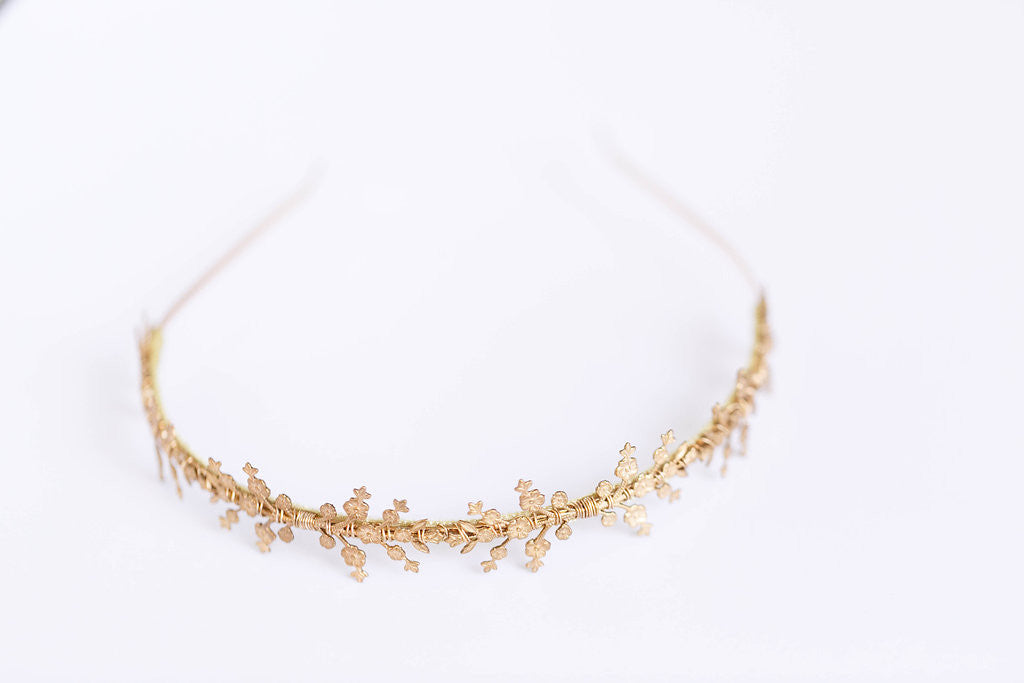 gold flower wedding bridal headband
