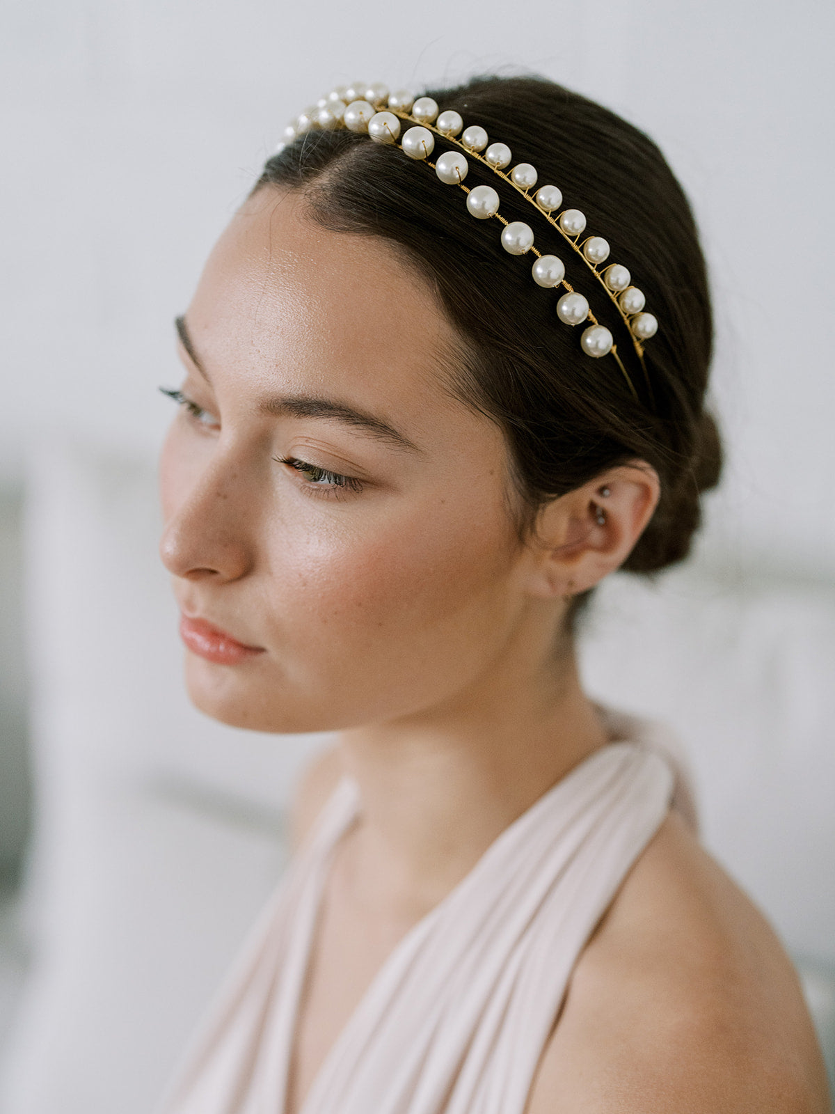 Pearl Double Band Headband, Crown, Hairpiece, Wedding Accessory, Bridal, Gold Wedding Head Piece, Hair Accessories, Headband