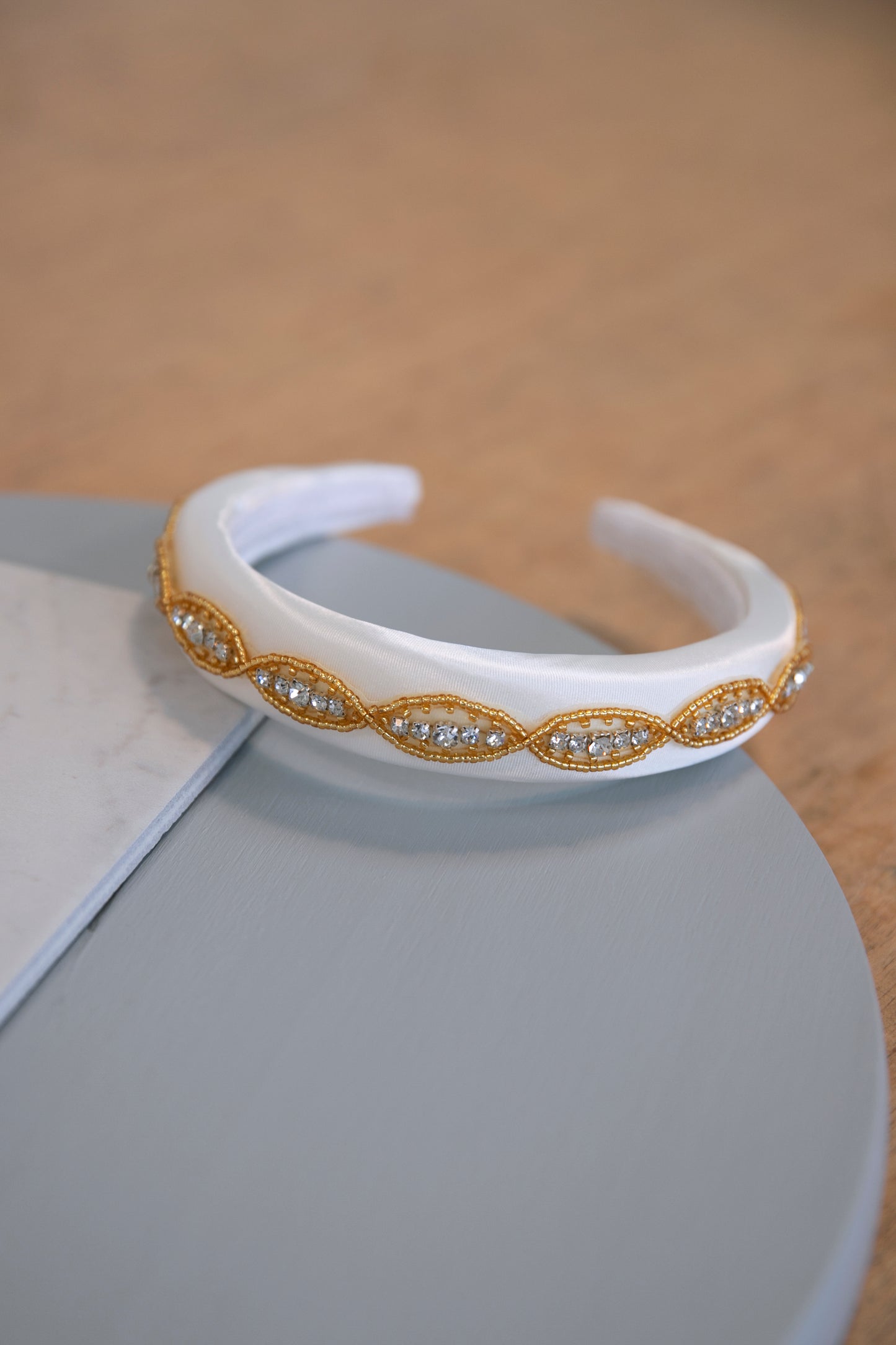Kate - Padded White and Sparkling Gold or Silver Headband