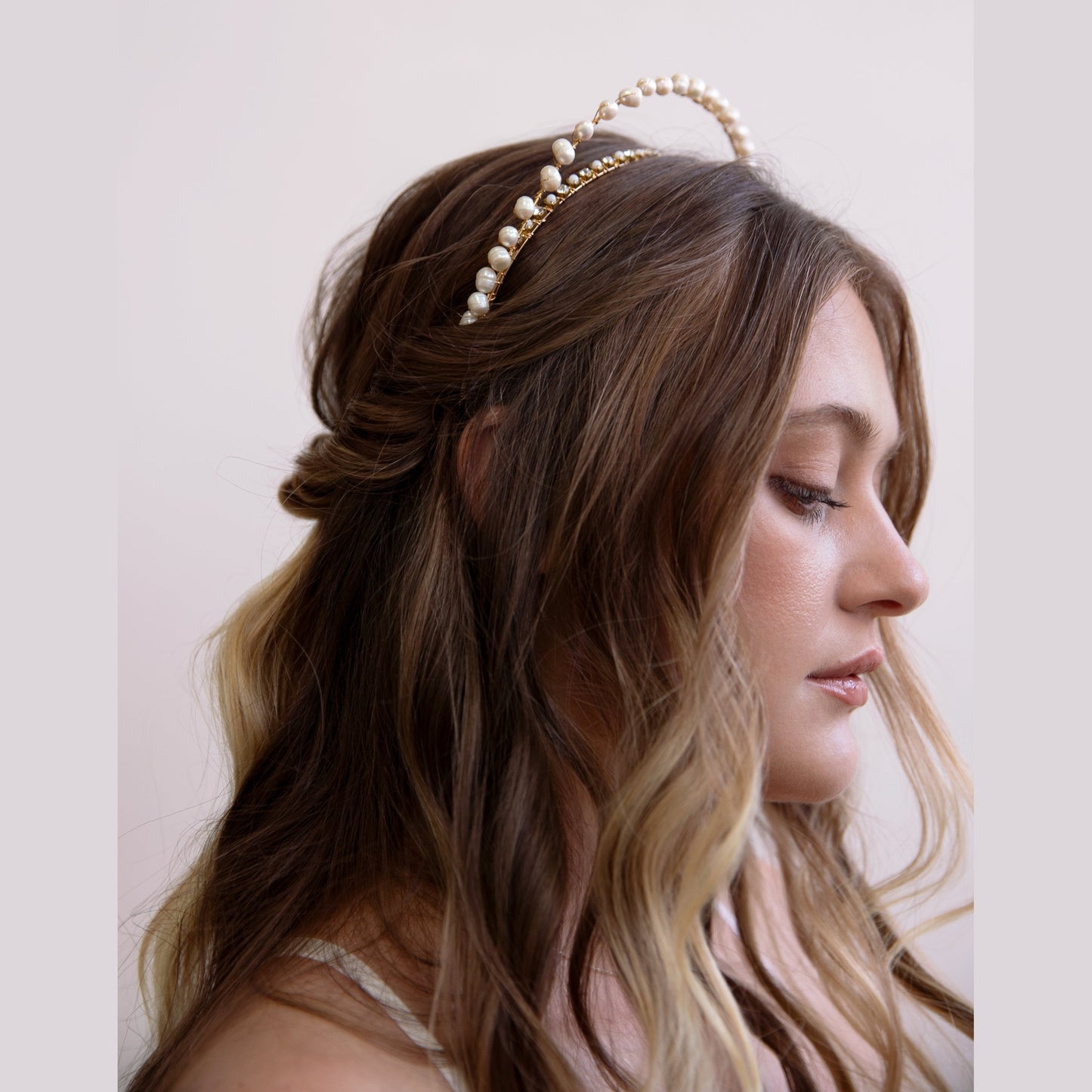 Viola - Fresh Water Pearl and Sparkle Crown, headband, Tiara