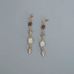 Sylvia - Swarovski Drop Earrings - amethyst and white