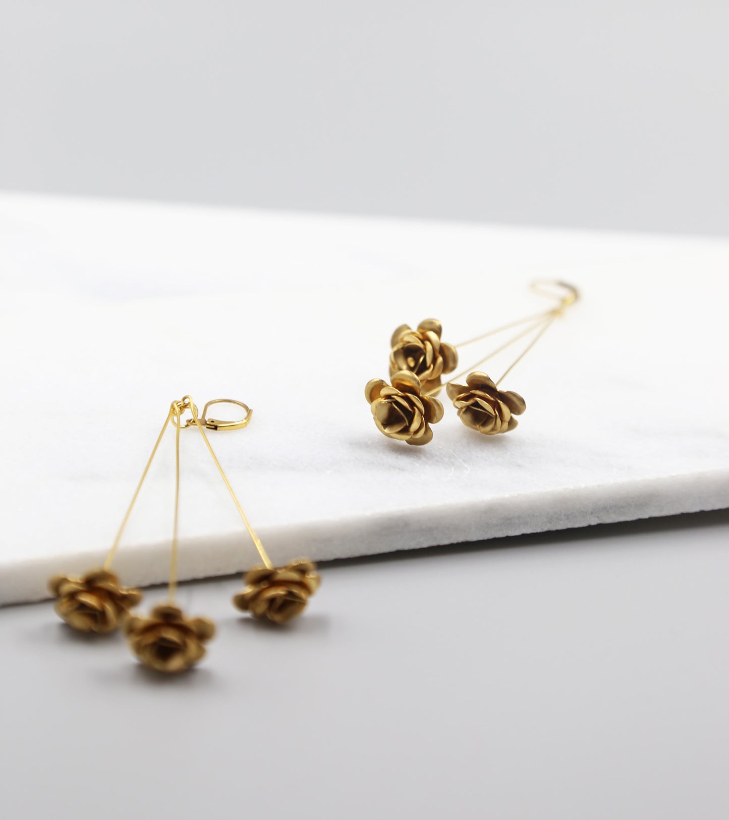 Golden Rosebud Bauble Earrings