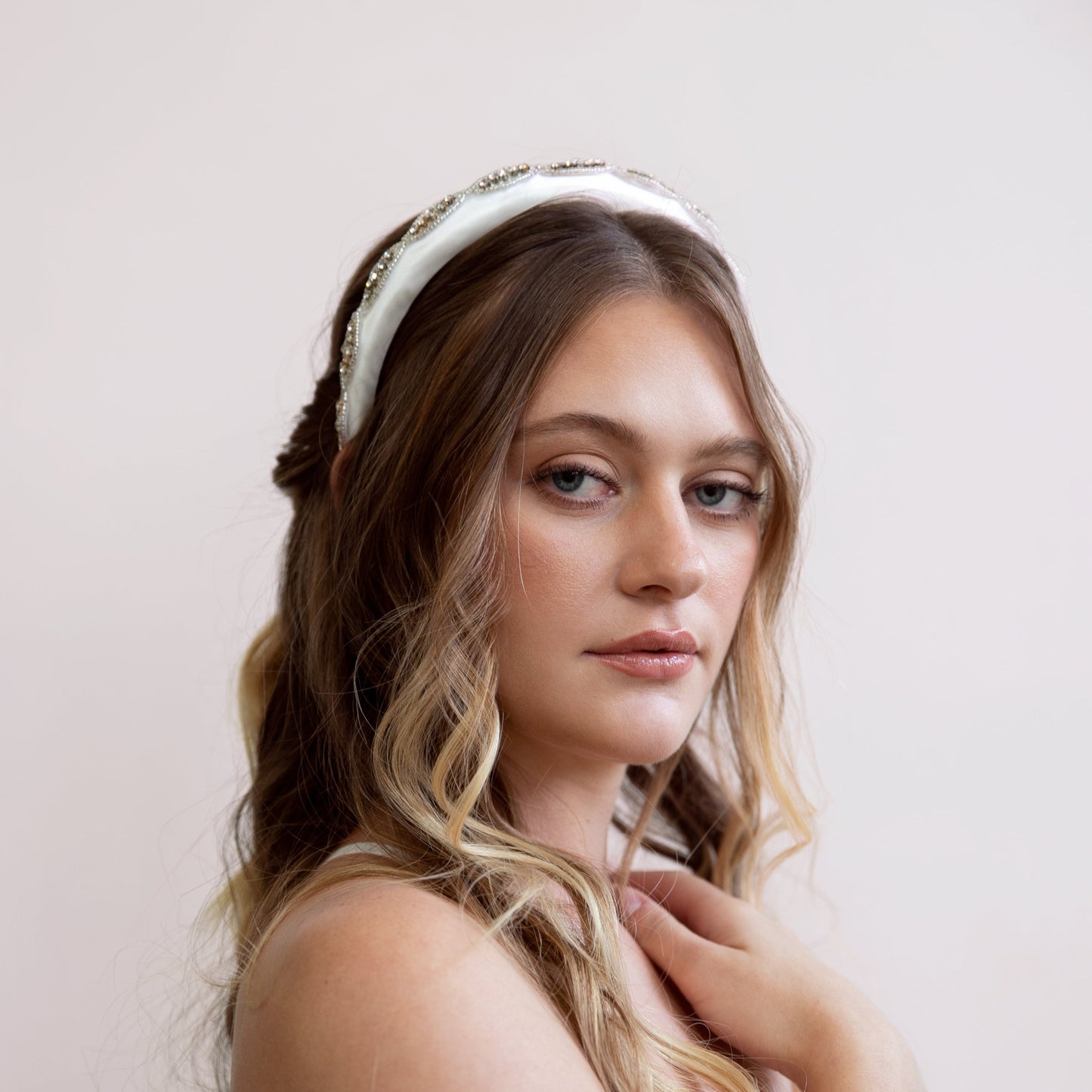 Kate - Padded White and Sparkling Gold or Silver Headband
