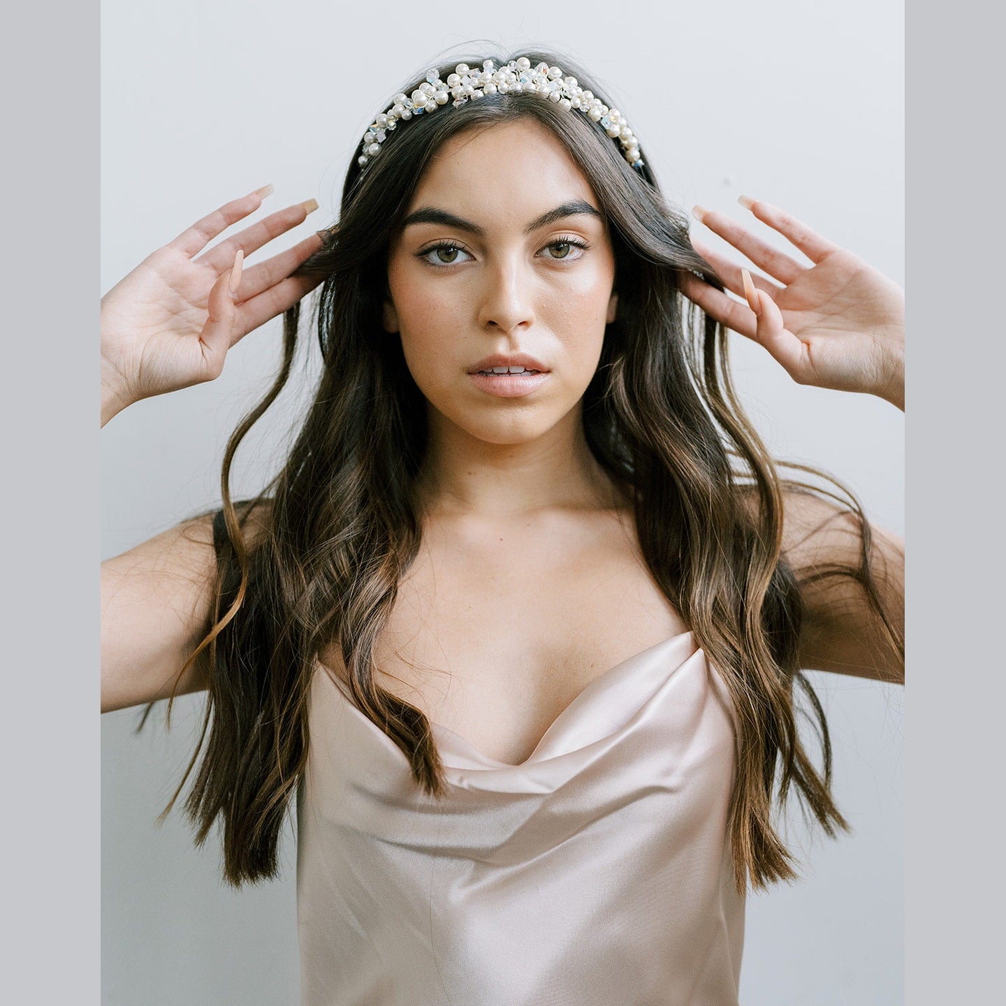 Sparkling Pearl Tiara Headband, Crown, Hairpiece, Wedding Accessory, Bridal, Gold Wedding Head Piece, Hair Accessories, Headband