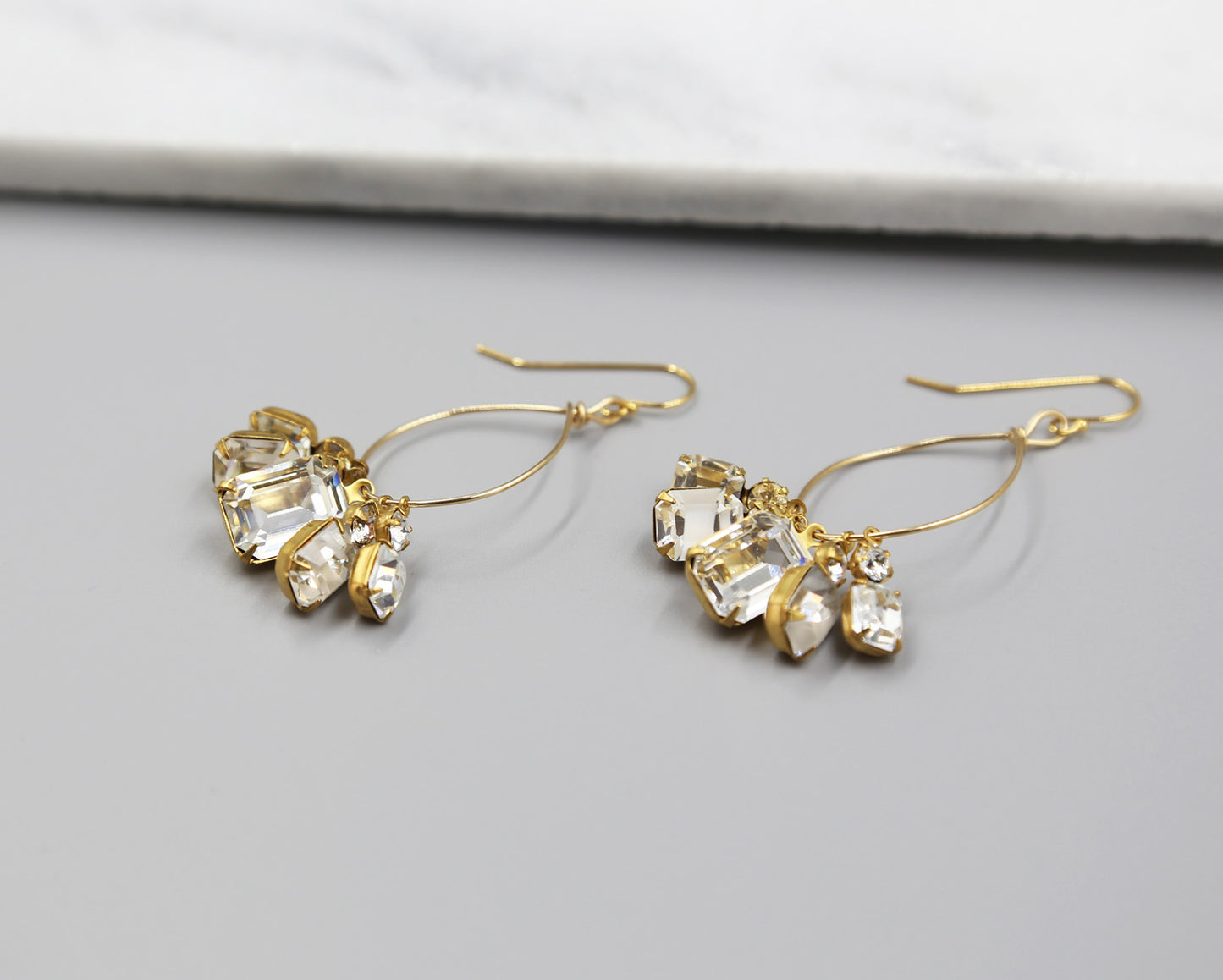 Crystal Bauble Hoop Statement Earrings, gold earrings, teardrop, Swarovski, bridal earrings