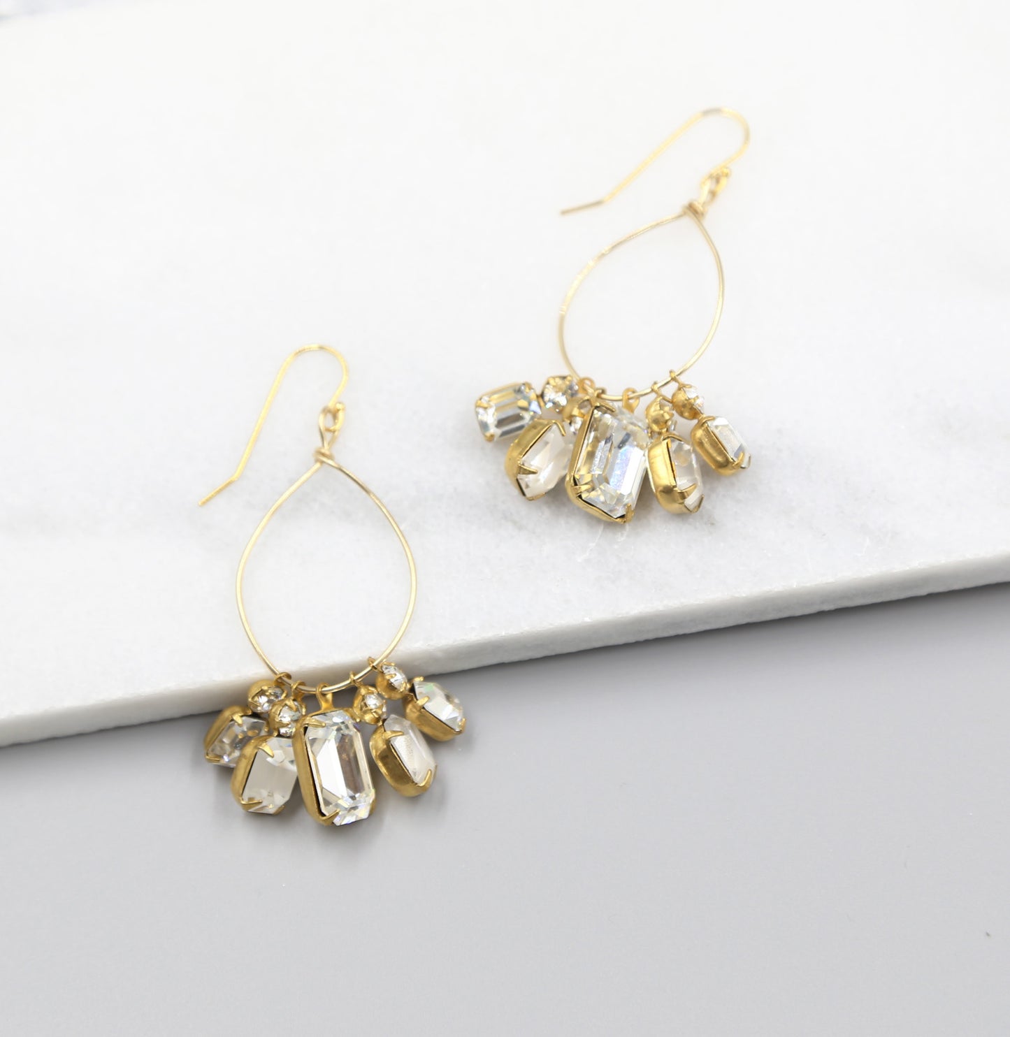 Crystal Bauble Hoop Statement Earrings, gold earrings, teardrop, Swarovski, bridal earrings