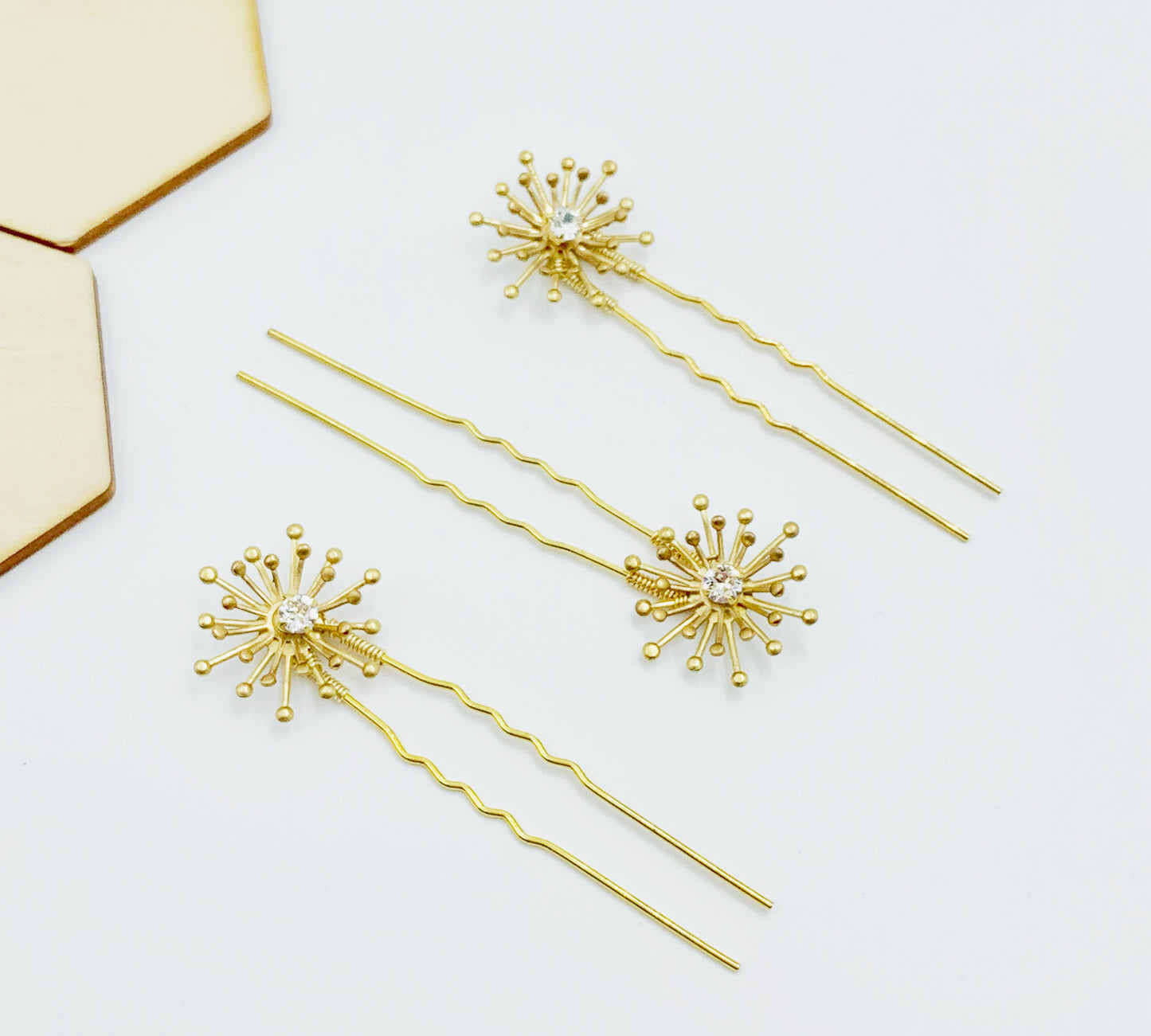 Sunburst Swarovski Hairpins - Set of Three