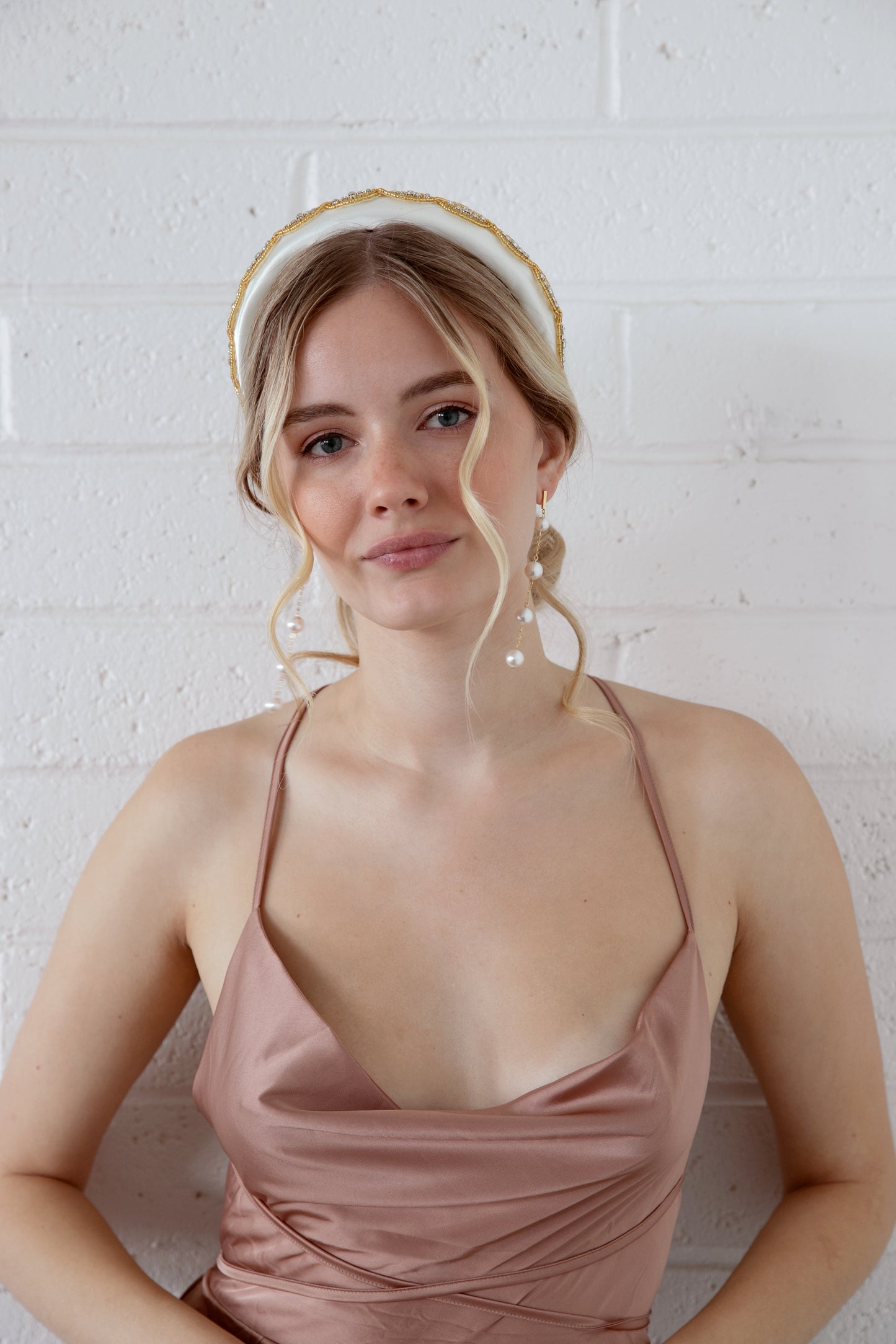 Kate - Padded White and Sparkling Gold or Silver Headband