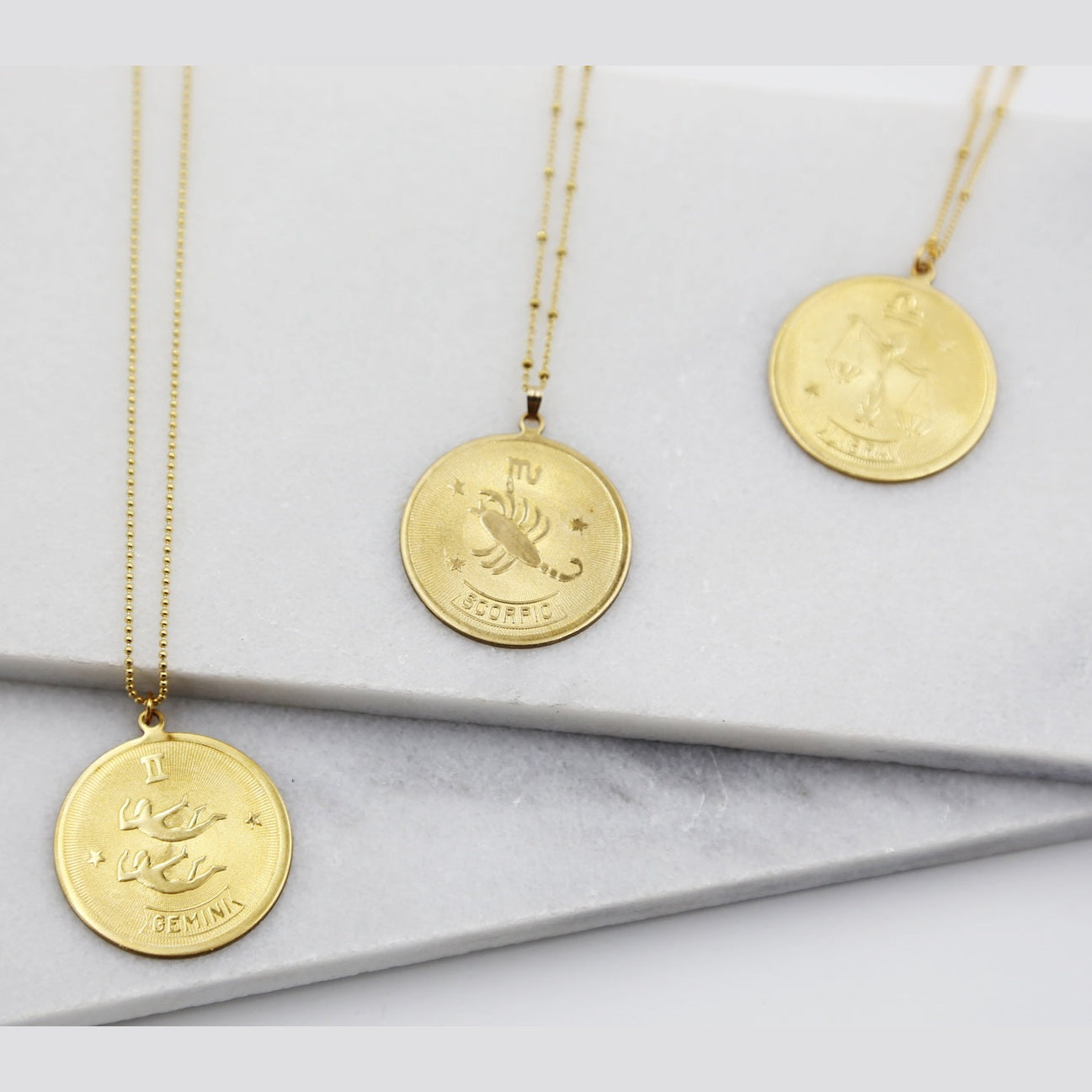 Large Medallion Zodiac Horoscope Necklace - Astrology, Constellation Necklace