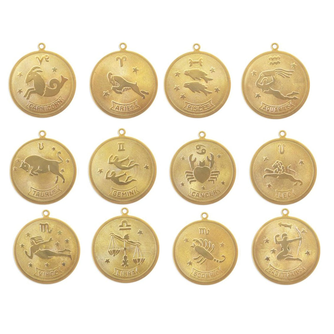 Large Medallion Zodiac Horoscope Necklace - Astrology, Constellation Necklace