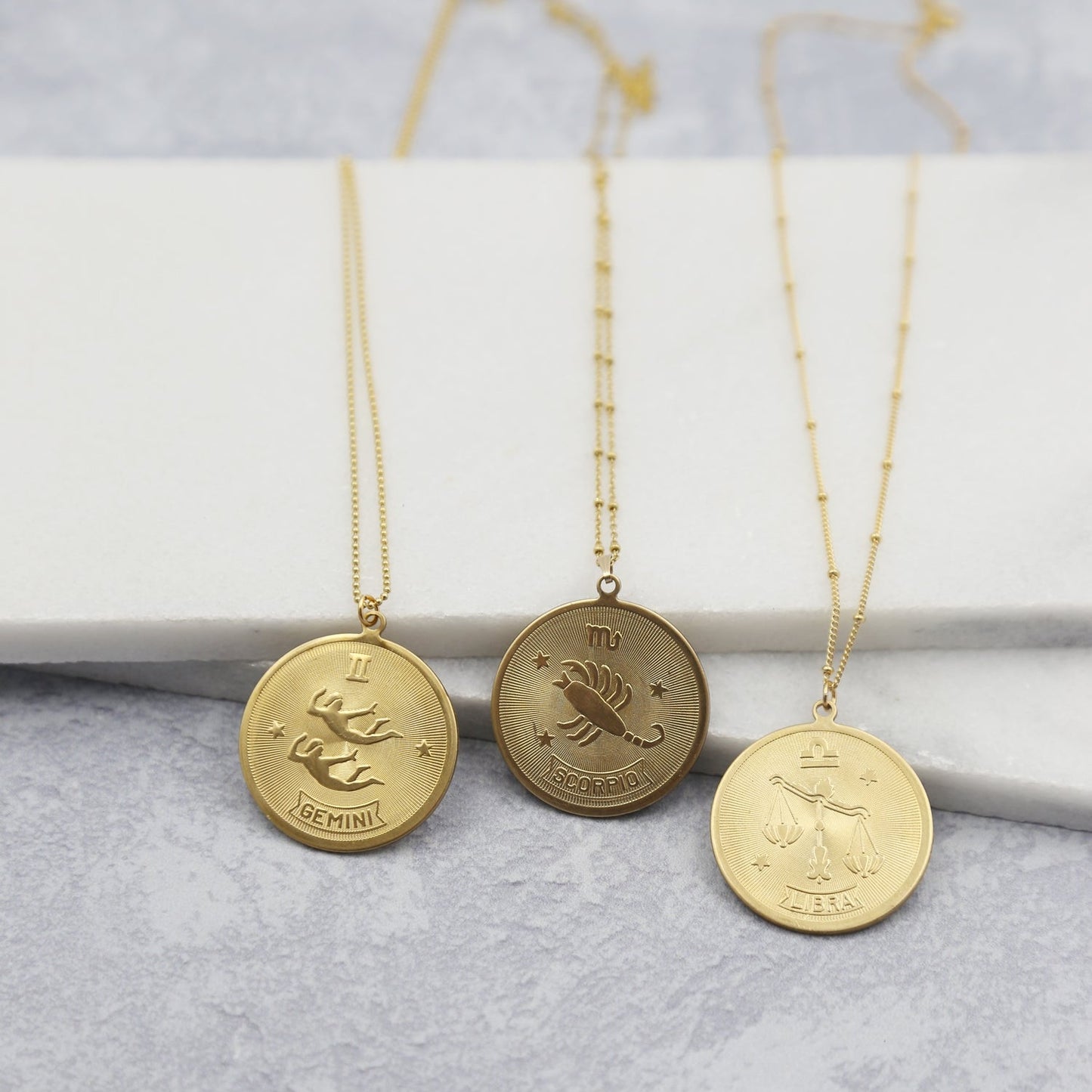 Large Medallion Zodiac Horoscope Necklace - Astrology, Constellation Necklace