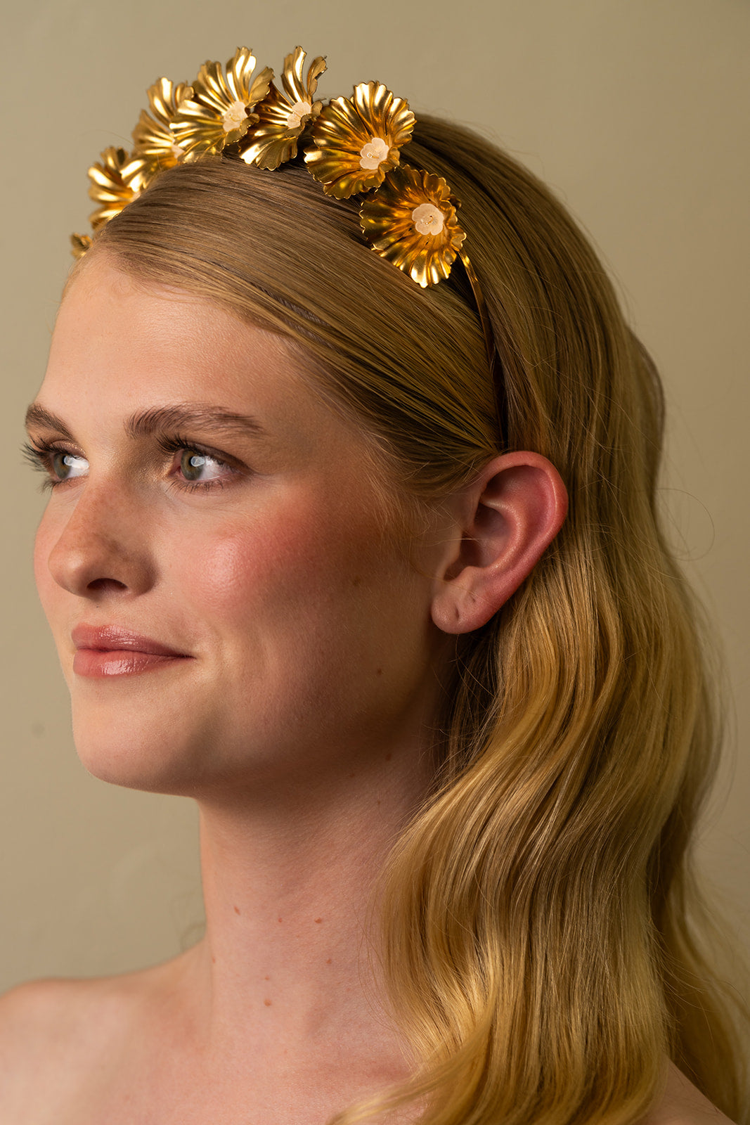 Large Golden Flower Crown – Bridal Wedding Hair Piece