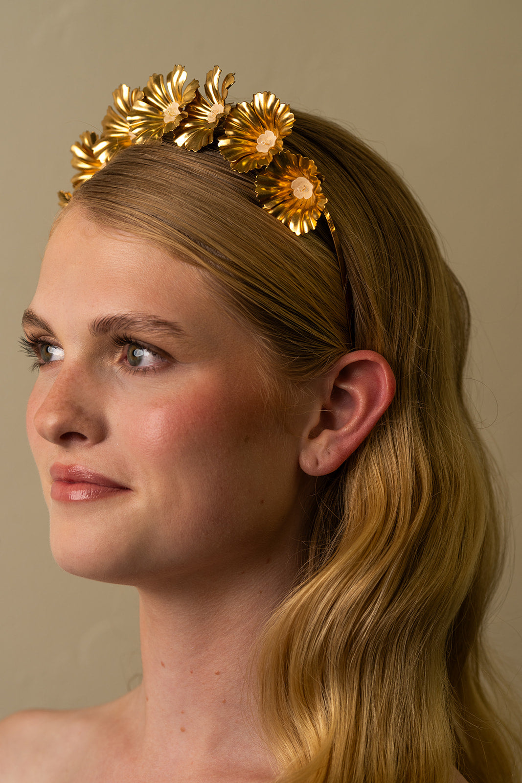 Large Golden Flower Crown – Bridal Wedding Hair Piece