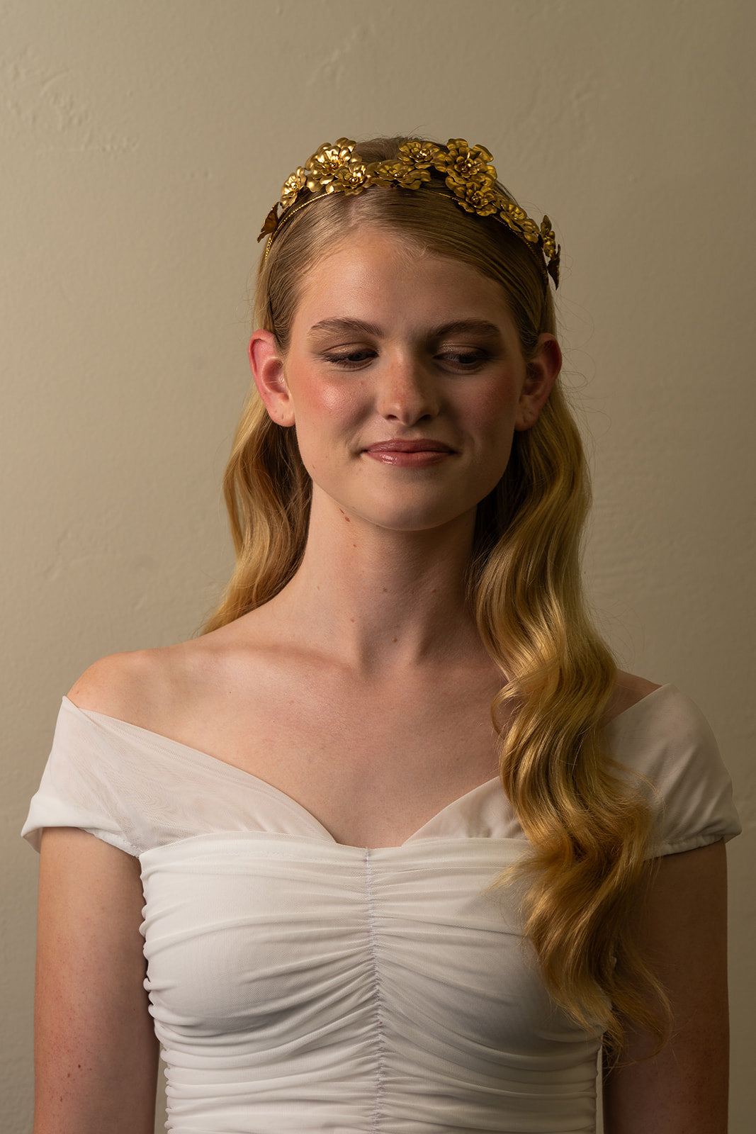 Double Vine Golden Flower Crown – Bridal Wedding Hair Piece