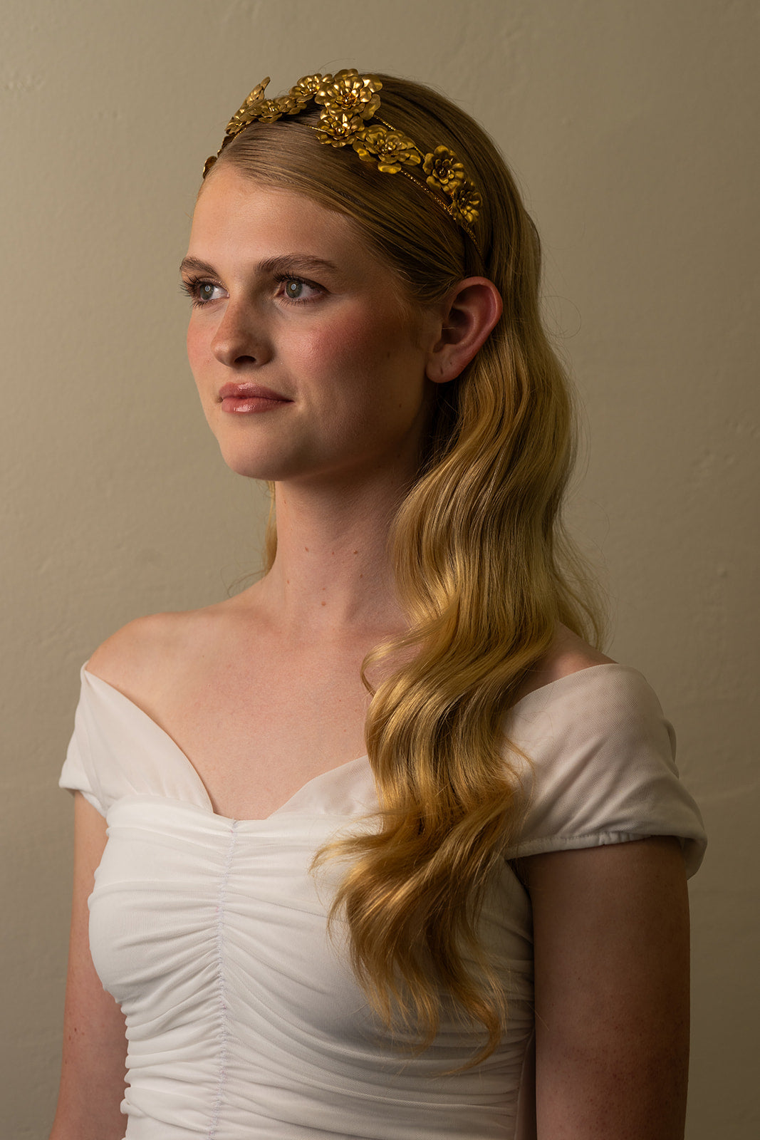Double Vine Golden Flower Crown – Bridal Wedding Hair Piece