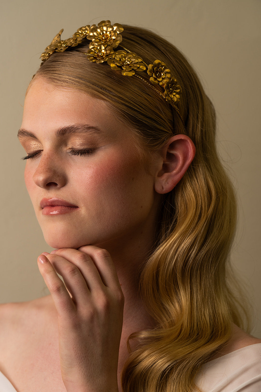 Double Vine Golden Flower Crown – Bridal Wedding Hair Piece