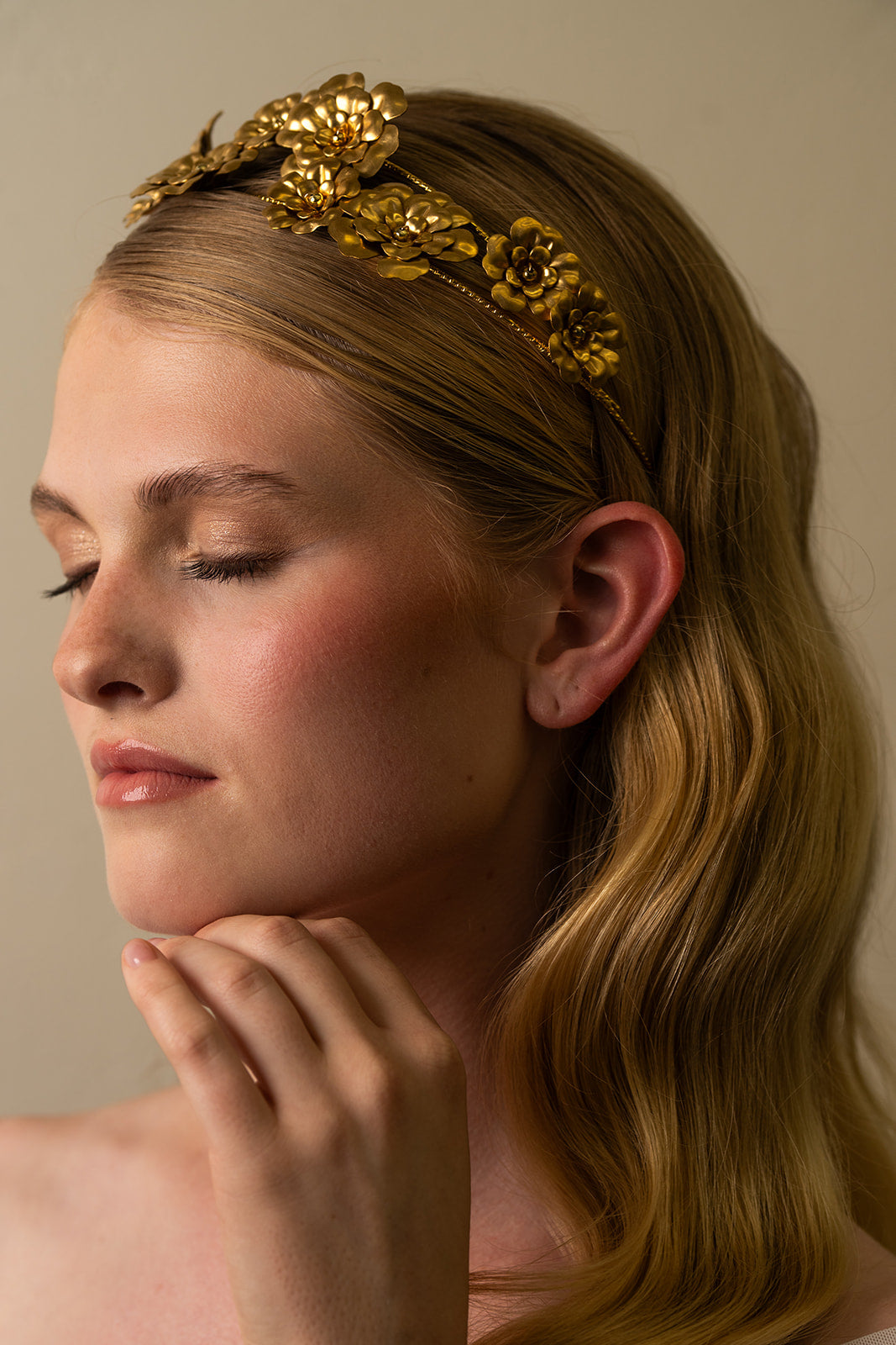 Double Vine Golden Flower Crown – Bridal Wedding Hair Piece