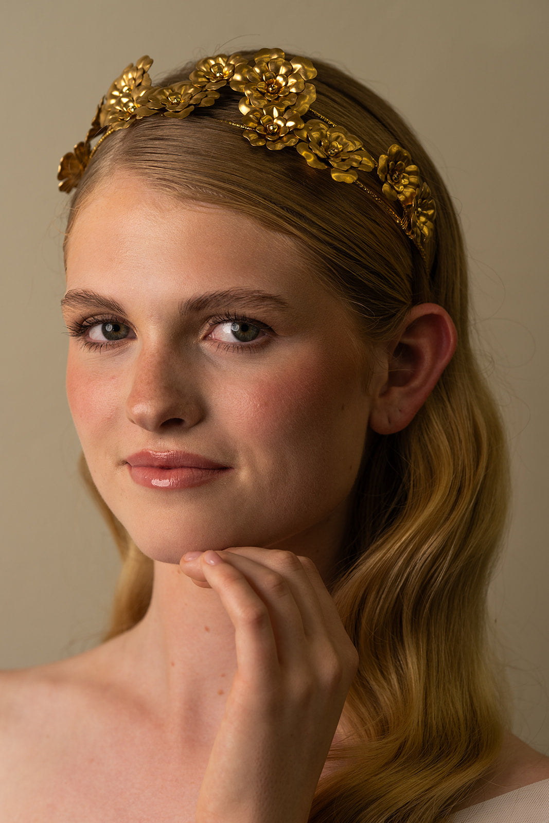 Double Vine Golden Flower Crown – Bridal Wedding Hair Piece