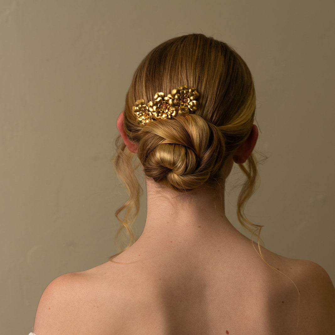 Golden Floral Comb - Set of Two, Bridal hair pice, wedding hair piece, barrettes