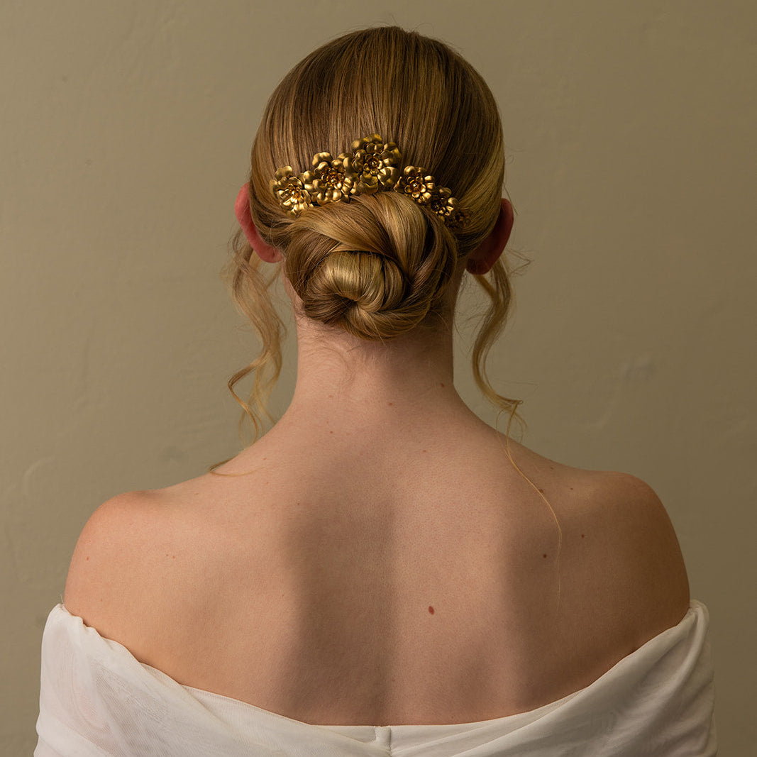 Golden Floral Comb - Set of Two, Bridal hair pice, wedding hair piece, barrettes