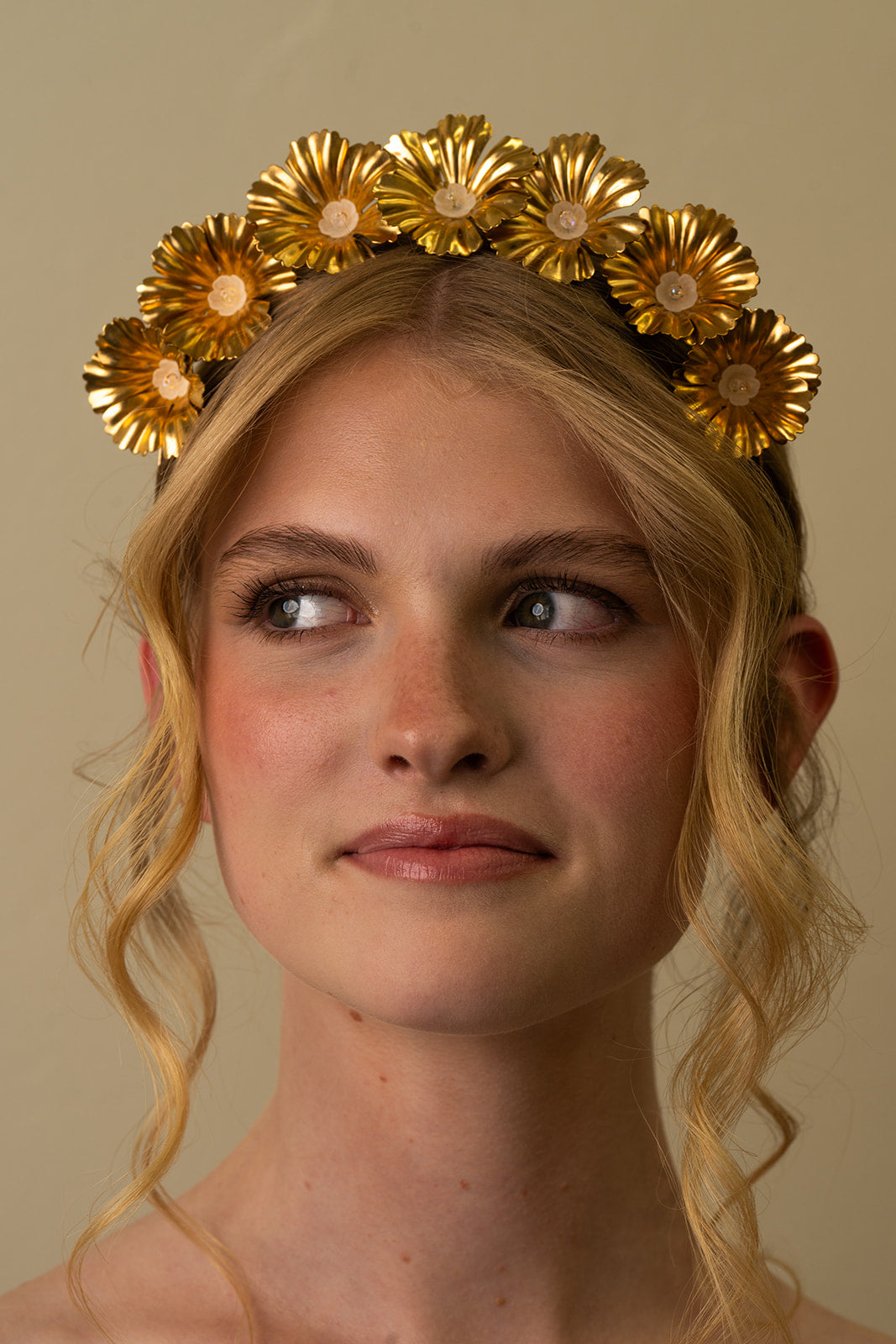 Large Golden Flower Crown – Bridal Wedding Hair Piece
