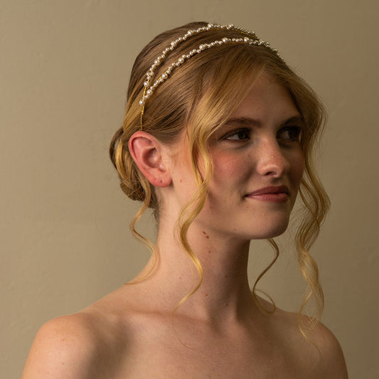 Double Vine Delicate Pearl Crown – Bridal Wedding Hair Piece