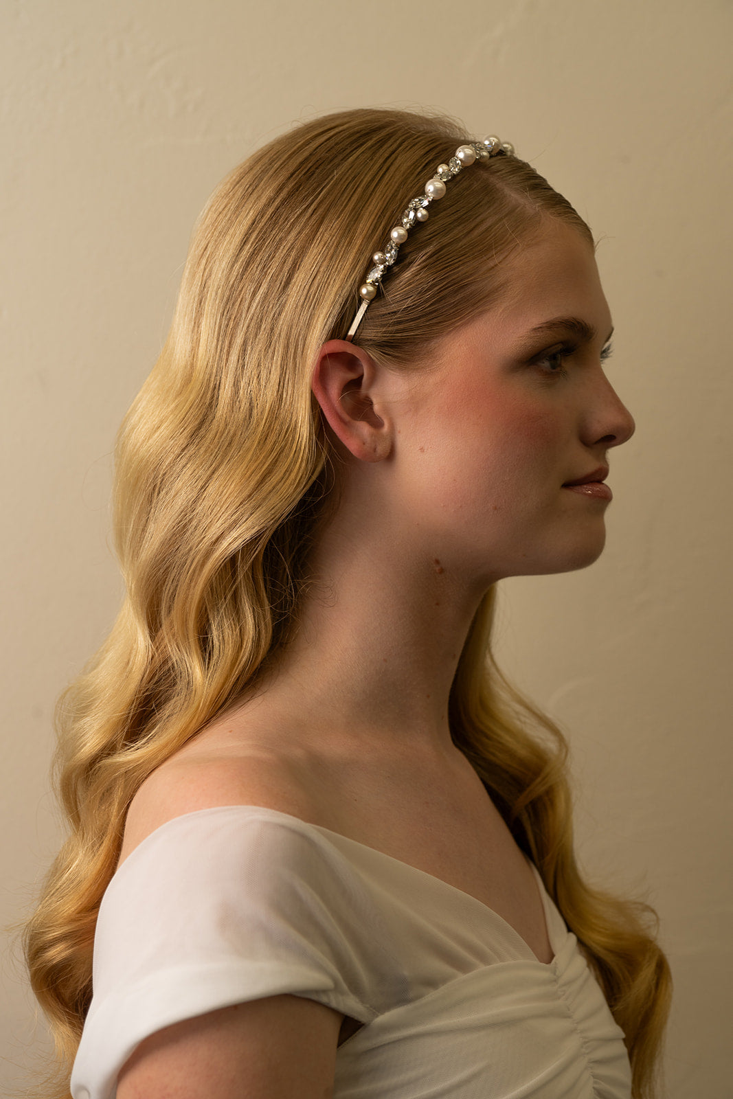 Rhinestone and Pearl Bridal Headband – Glam Wedding Hair Piece