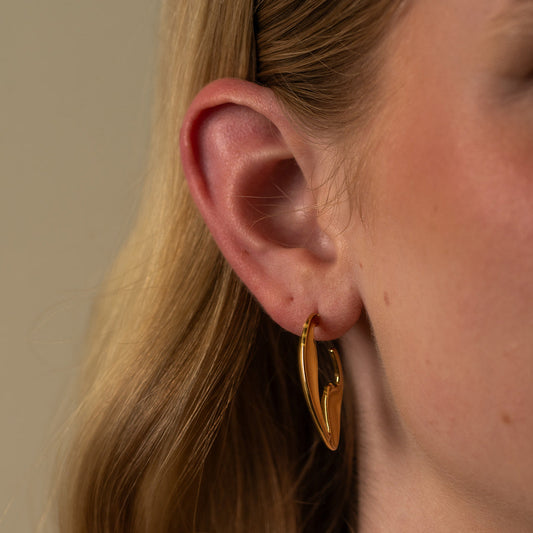 Chunky Gold Abstract Wave Hoops