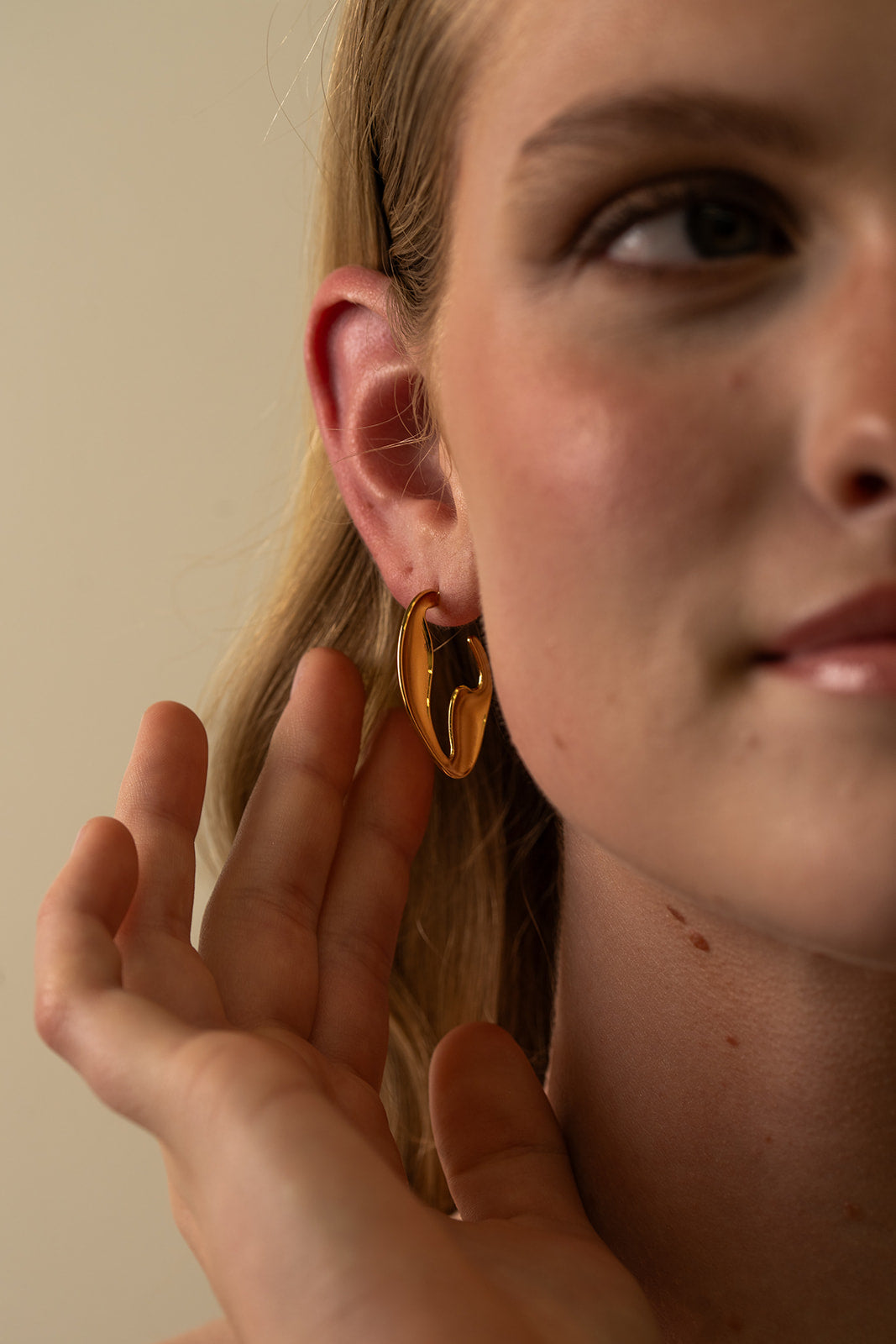 Chunky Gold Abstract Wave Hoops