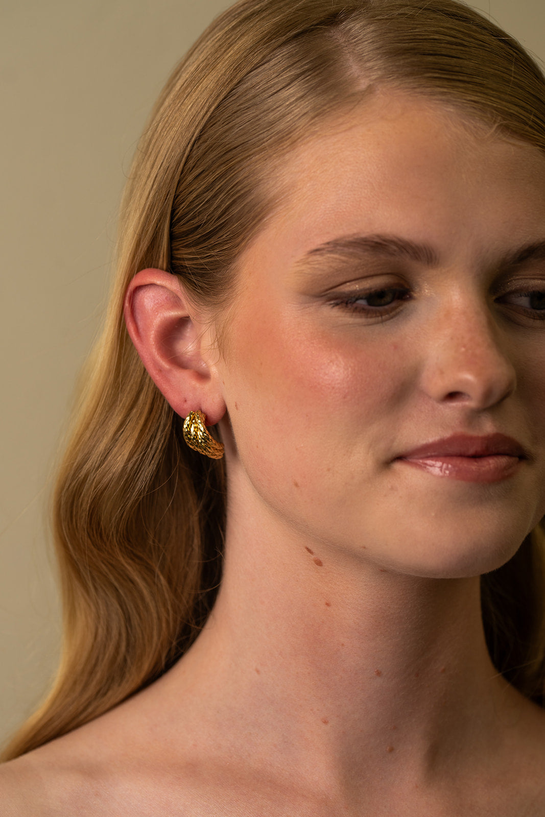 Woven Vintage Style Gold Stud Earrings