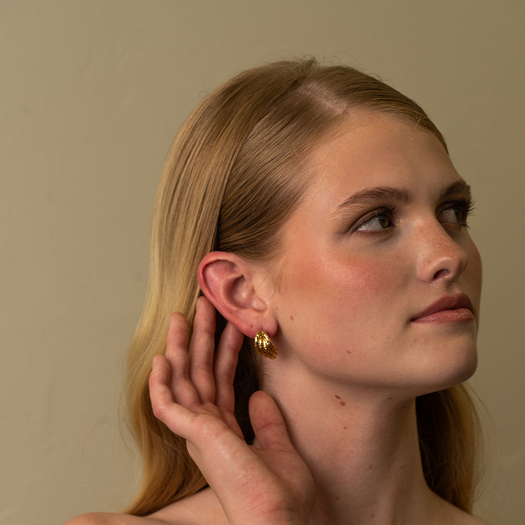 Woven Vintage Style Gold Stud Earrings