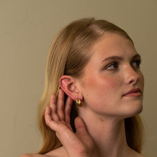 Woven Vintage Style Gold Stud Earrings