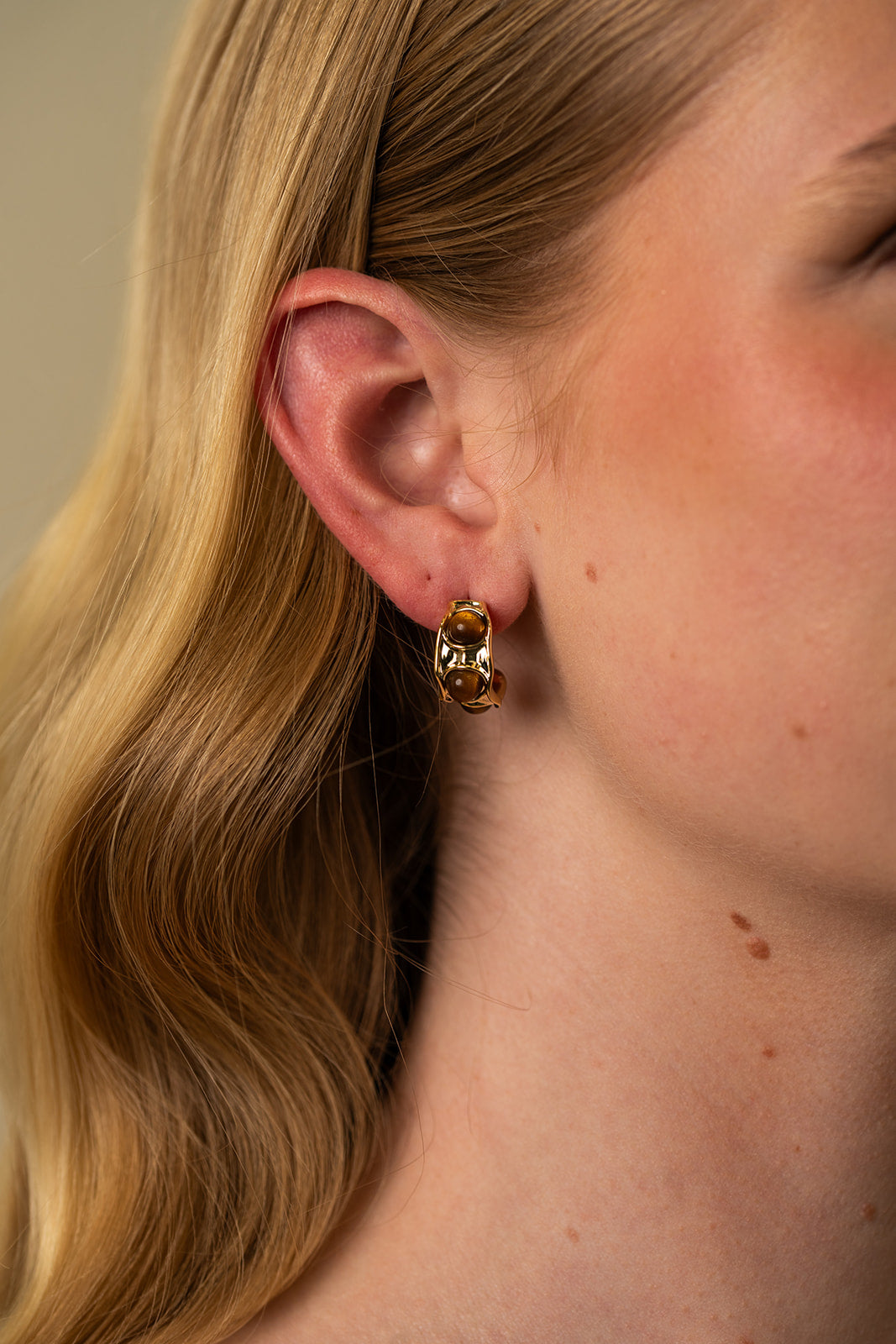 Stone Studded Small Hoop Stud Earrings