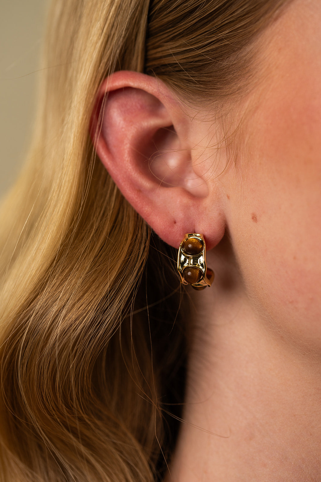 Stone Studded Small Hoop Stud Earrings